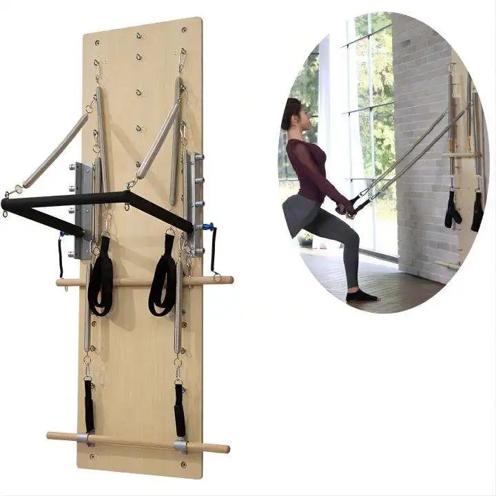 Home Fitness Wood Pilates Wall Unit with 8 Imported Piano Wire Springs for Studio-Quality Workouts