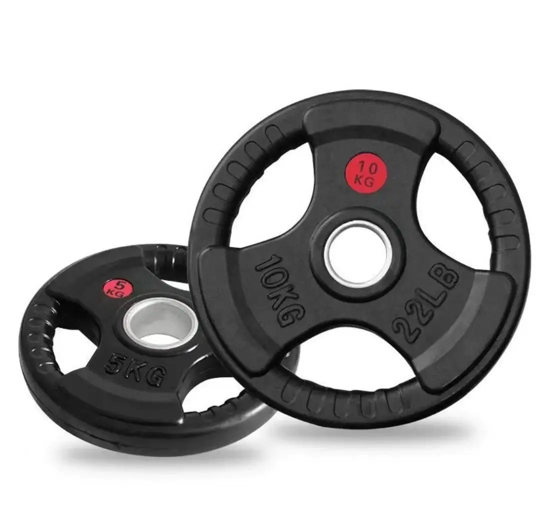 Three-hole Weight Plates for Gym Strength Training with Non-slip Coating and High-density Steel