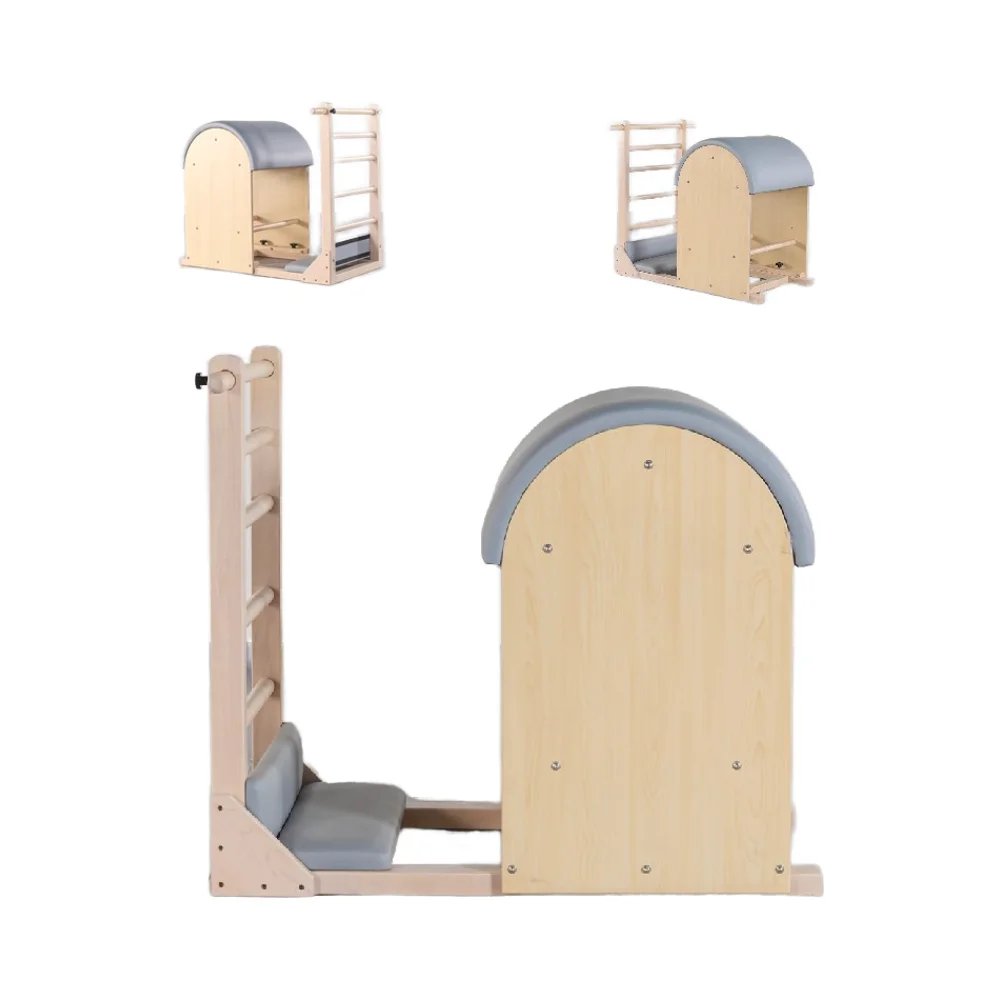Pilates Ladder Barrel with Adjustable Length Oak Wood for Studio Flexibility Training