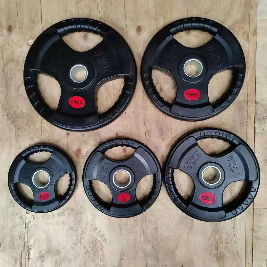 Three-hole Weight Plates for Gym Strength Training with Non-slip Coating and High-density Steel - Image 6