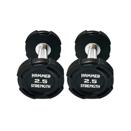 PU Round Dumbbell Set Urethane Coated for Gym Strength Training 2.5-50kg Non-Slip Grip