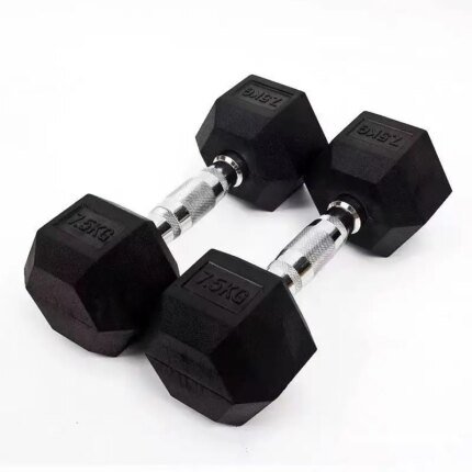 5kg Rubber Hexagonal Dumbbells for Commercial Gym Strength Training Lbs Set