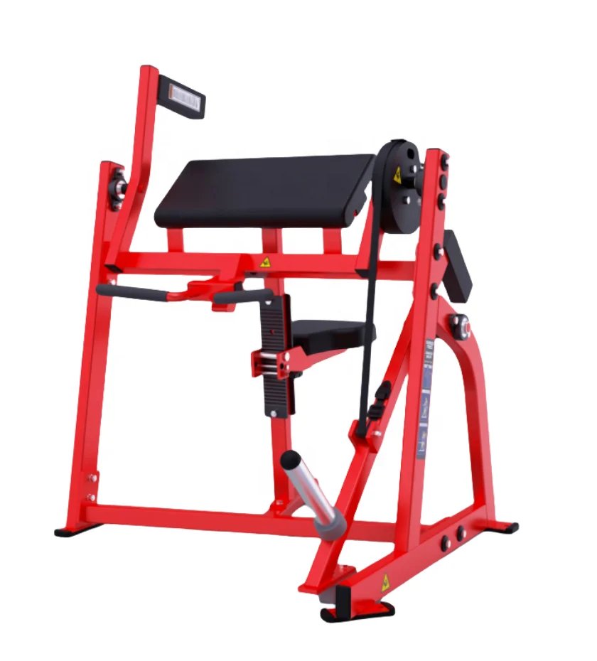 Commercial Adjustable Seated Biceps Curl Strength Trainer with Stainless Steel Plate Loading for Gyms