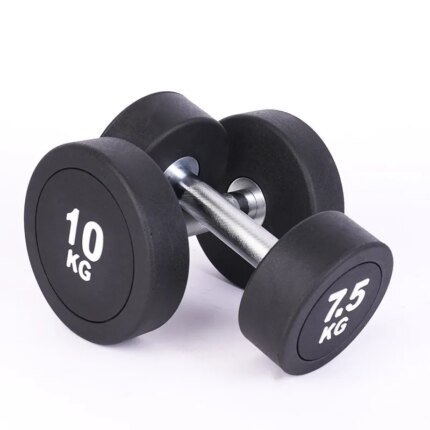 Round Rubber Dumbbell Set for Strength Training - Non-Slip Grip Gym Equipment