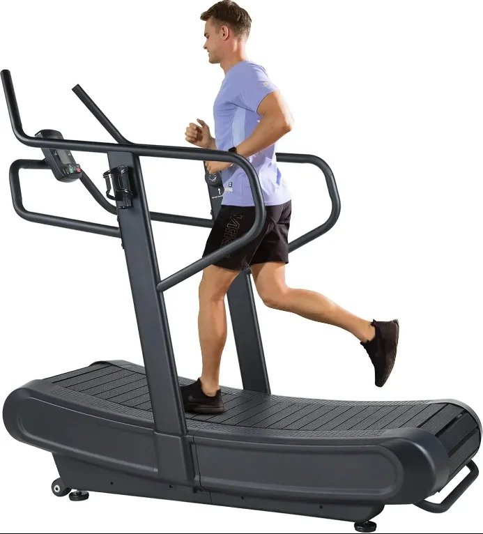 Heavy-Duty Non-Motorized Curved Treadmill for Commercial Gyms with Shock Absorption