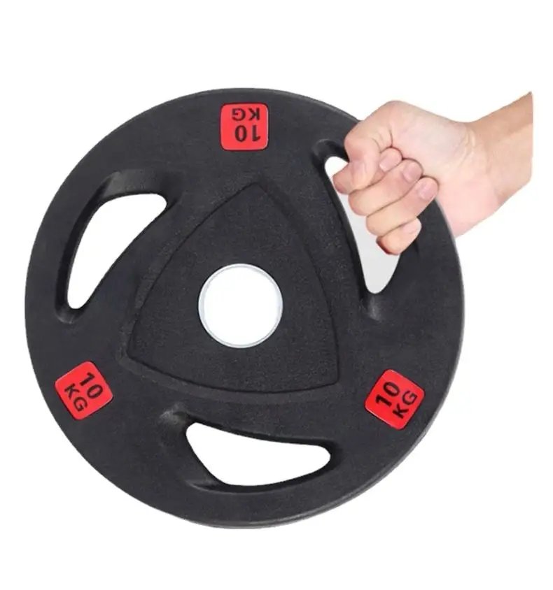 Three-hole Black Rubber Weight Plates for Commercial Gym Strength Training Lifting