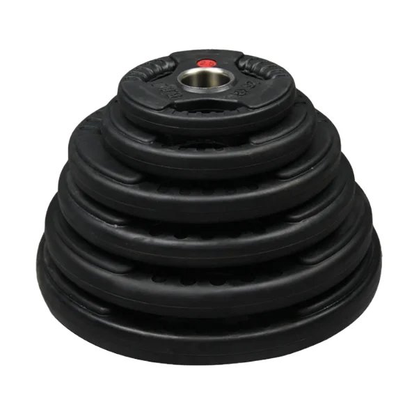 3-hole Black Rubber Coated Gym Bumper Weight Plate for Strength Training 2.5-25kg