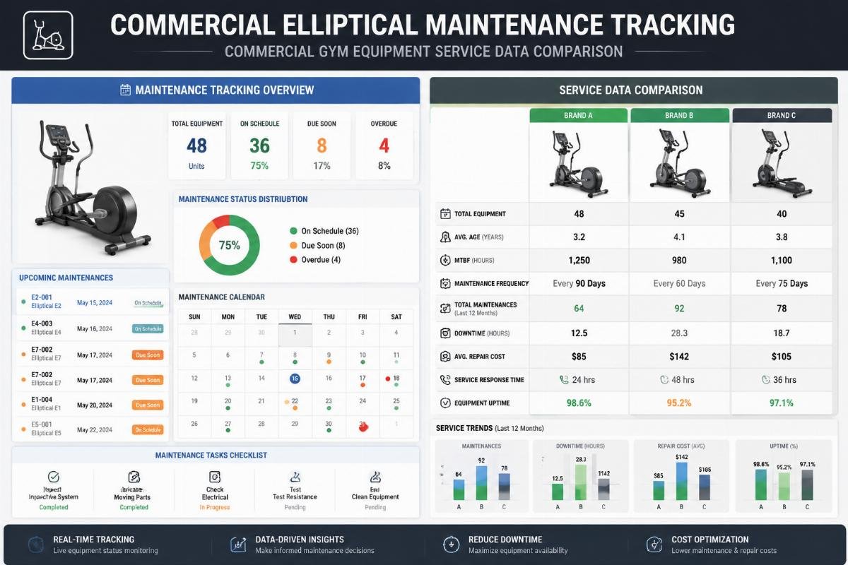 Commercial elliptical maintenance tracking