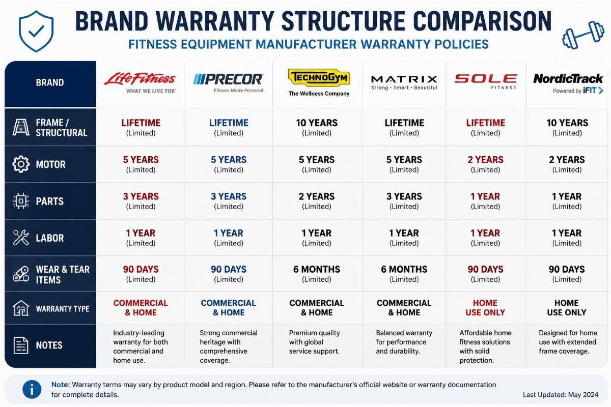 Which Commercial Fitness Equipment Brand Offers the Longest Warranty Period?