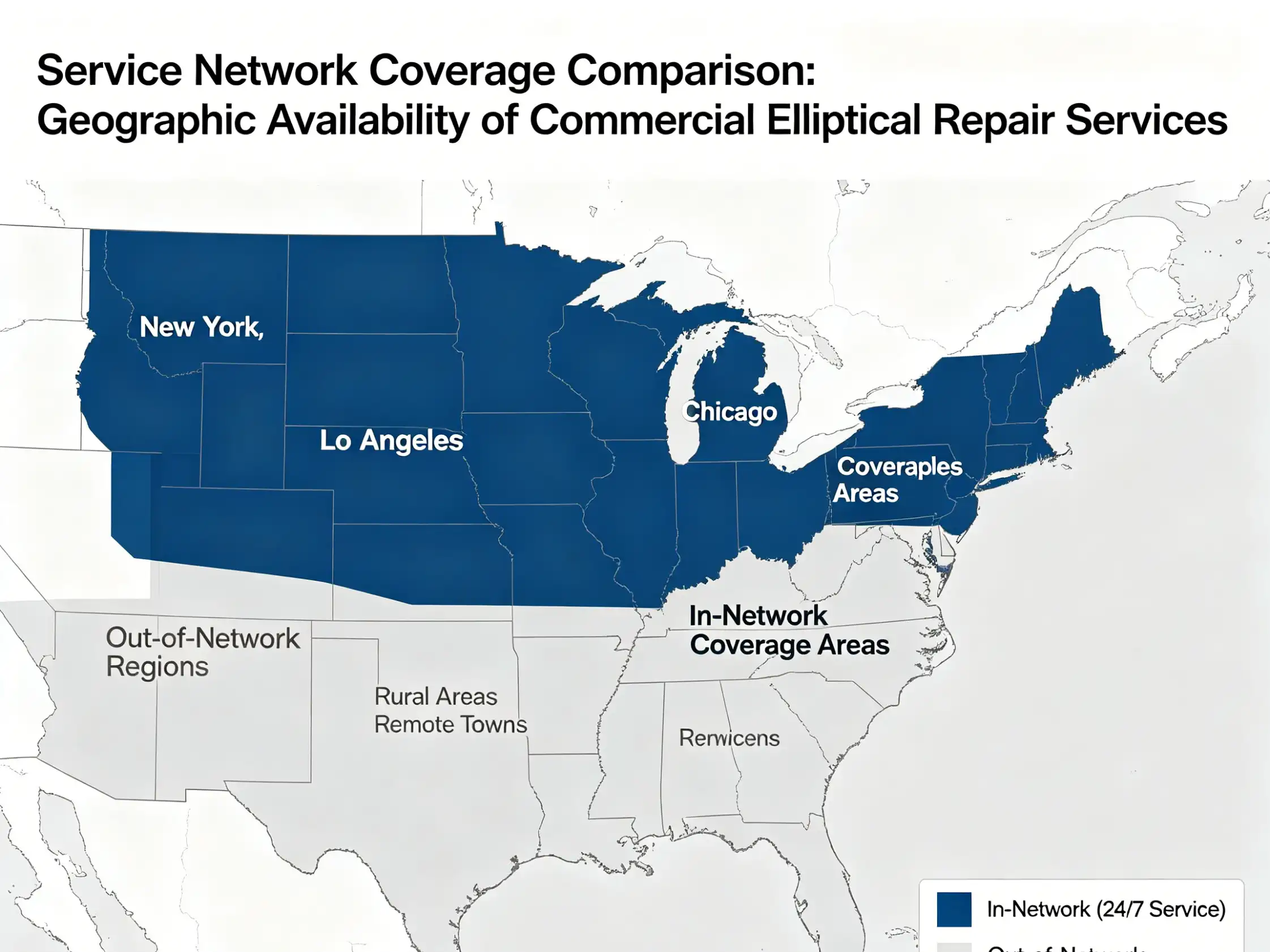 Geographic availability of commercial elliptical repair services Service network coverage comparison