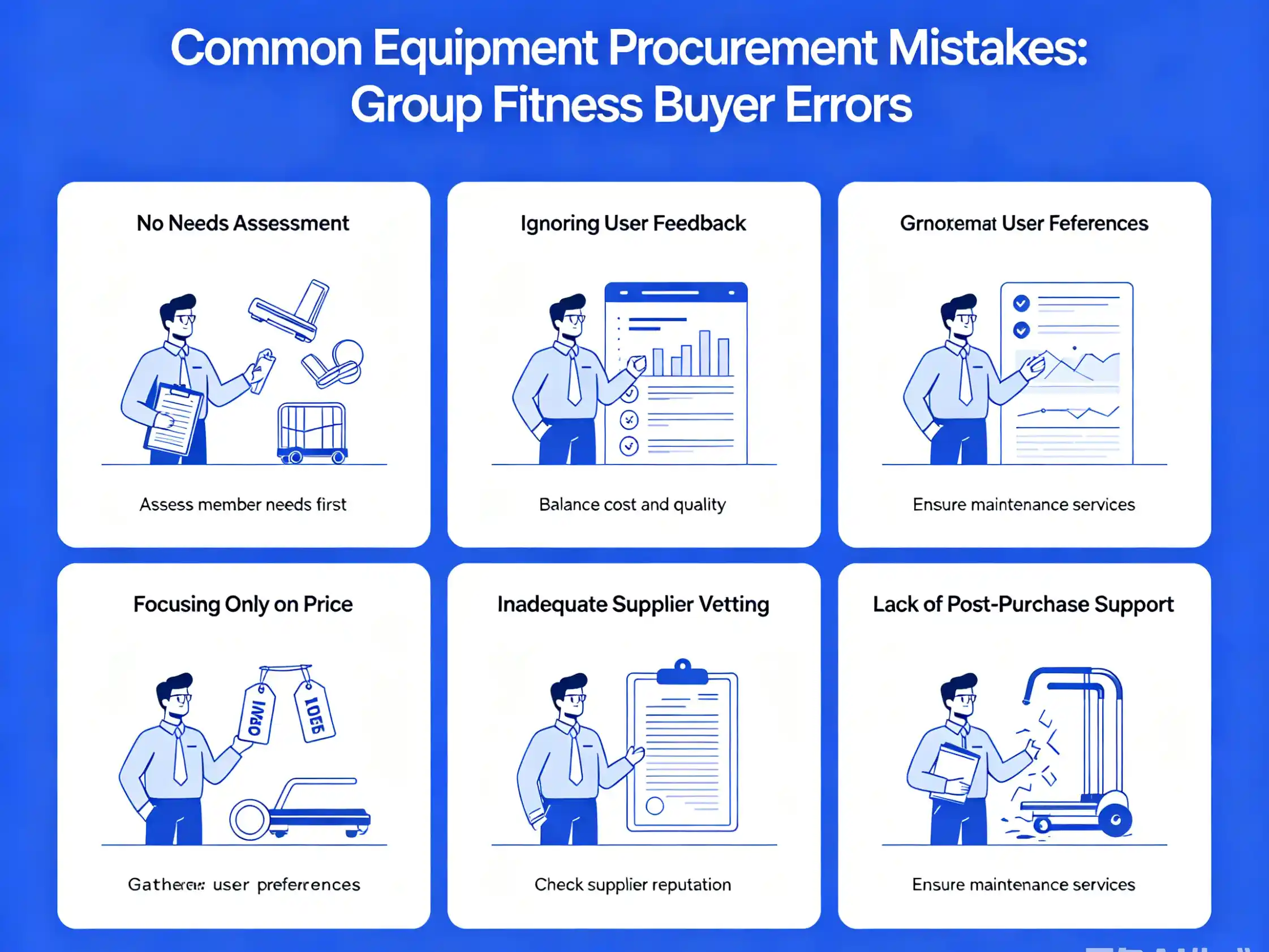 Group fitness buyer procurement errors Common equipment procurement mistakes