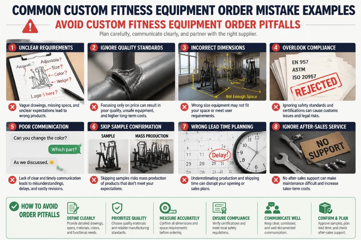 Avoid custom fitness equipment order pitfalls Common custom fitness equipment order mistake examples