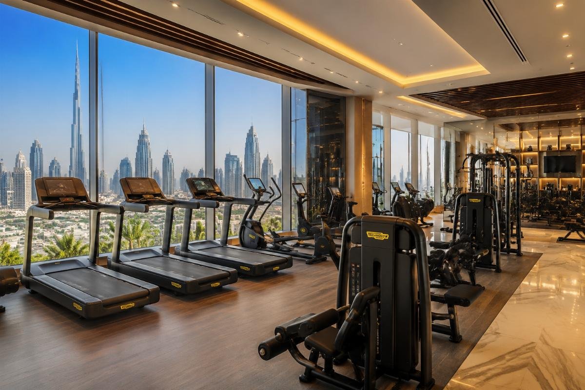 commercial fitness equipment Saudi Arabia Premium fitness equipment installed in a luxury hotel fitness center in Dubai