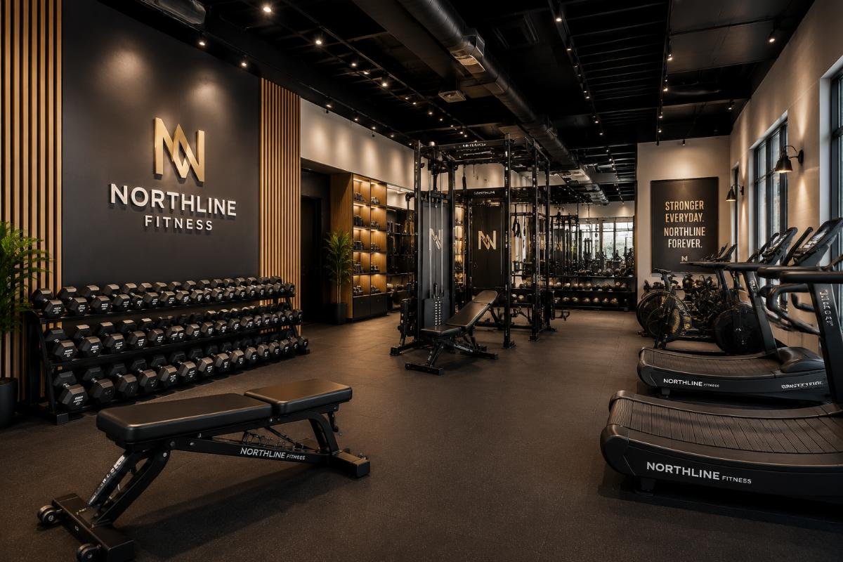 Fitness equipment for North American boutique gym A fully equipped boutique gym with branded equipment