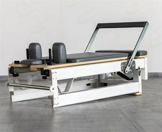 Folding White Aluminium Pilates Reformer for Yoga Studio