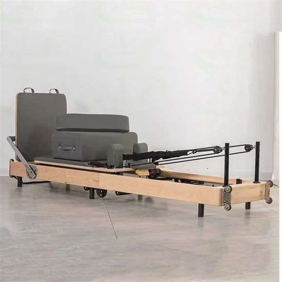 Pilates Reformer Machine with Jump Board and Long Box Foldable White Studio