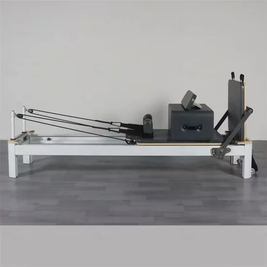 White Aluminum Pilates Reformer for Home Use and Yoga Studio