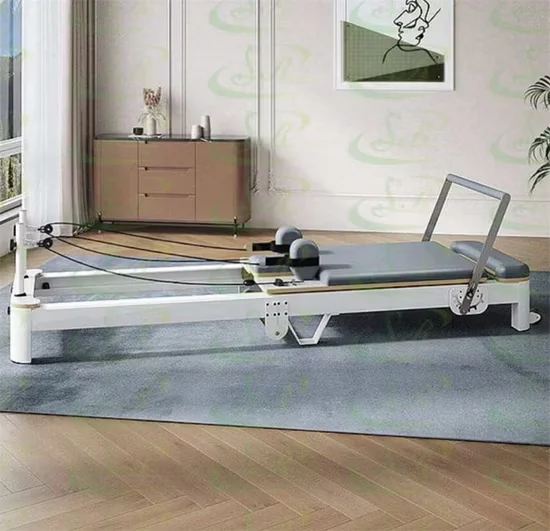 White Folding Aluminum Alloy Pilates Reformer SRY-12A for Studio