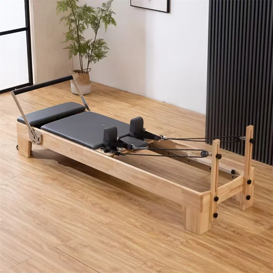 Wooden Pilates Reformer with Half Trapeze Tower and Cadillac